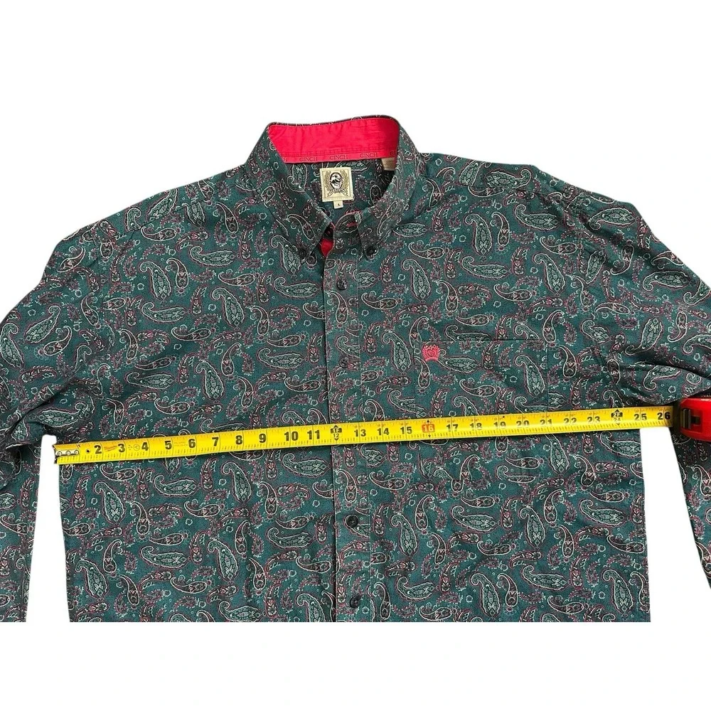 Cinch‎ Cotton Paisley Western Casual Button-Down Multicolor Blue Pink Shirt Sz L - Picture 5 of 9